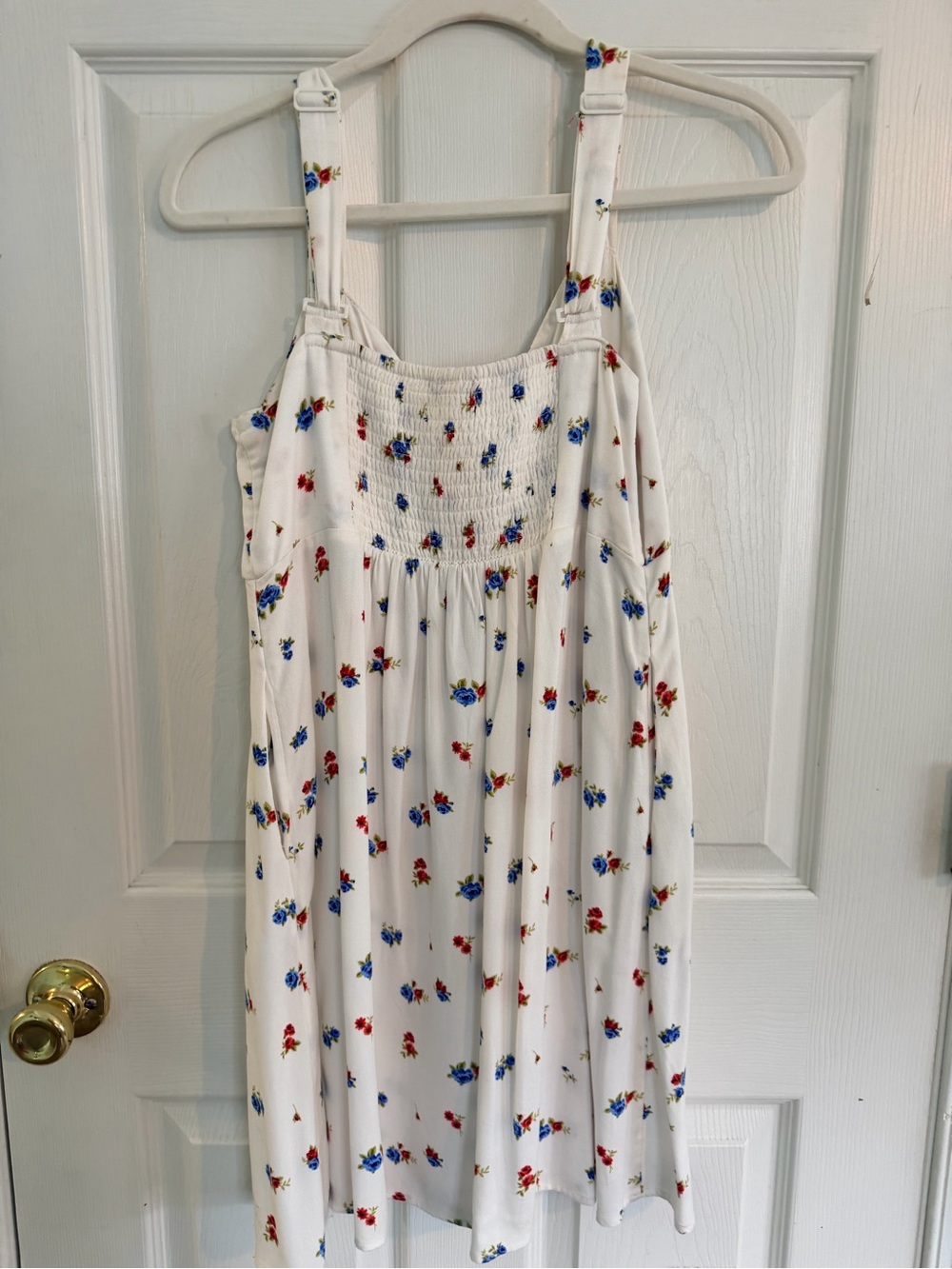 Old Navy White Floral Neck Sundress with Red & Blue Flowers - Picture 3 of 4